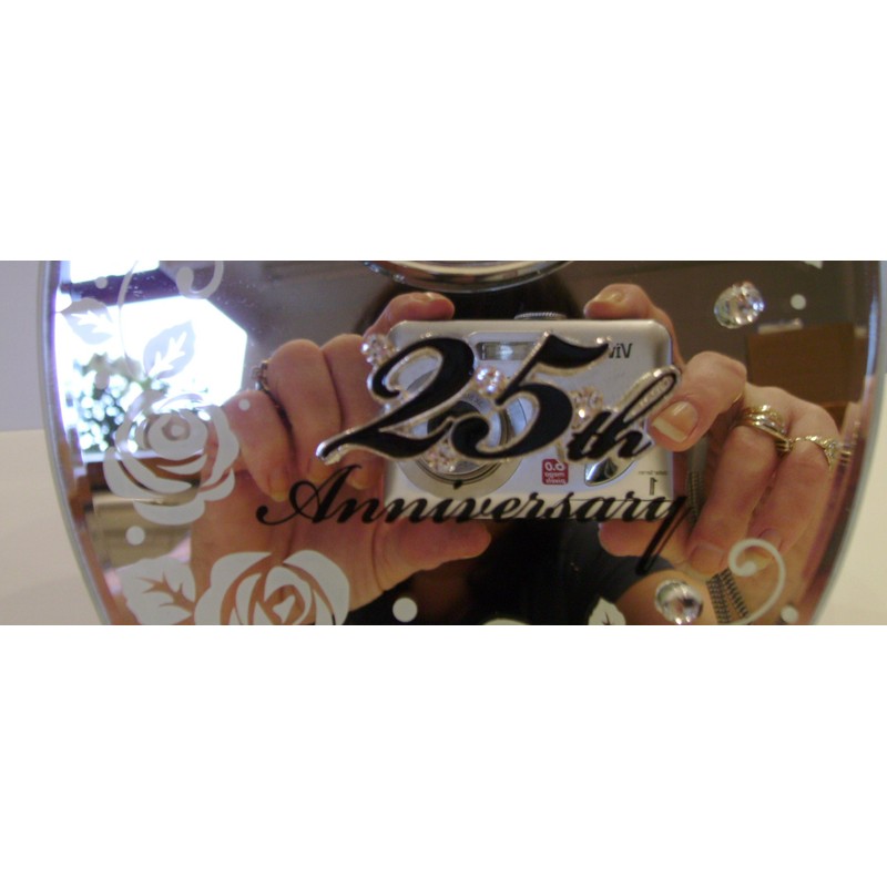Shudehill 25th Silver Wedding Anniversary Mirrored Clock Gifts, 17cm x