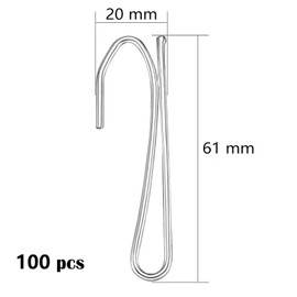 Pack of 100 Curtain Hooks Pins, Metal Curtain Hooks, Pins-On Curtain Hooks, for Pinch Pleats Curtain, Door Curtain, Window Curtain and Shower Curtain (6.1 x 2 cm)