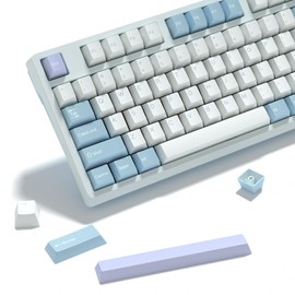 KBDiy Illusion PBT Double Shot Keycap Set,176 Keys Cute Blue Custom Key Cap Keycaps 70 Percent Cherry Profile Keycaps for 61/64/68/84/87/100/104/108 Mechanical Keyboard