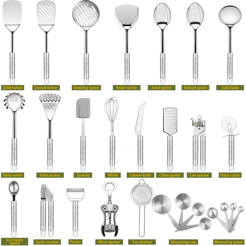 Stainless Steel Kitchen Utensil Set- Fungun 28 Pcs Cooking Nonstick