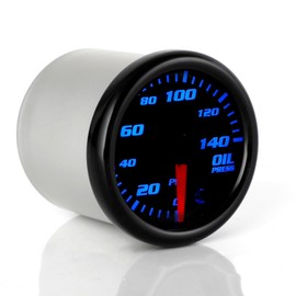 Nrkiscy Tinted 7 Color Oil Pressure Gauge 140 PSI Kit 2"(52mm) Includes 1/8-27 NPT Electronic Sensor Wiring Multi Color Display White Housing Black Dial Smoked Lens for Car Truck