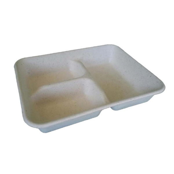 [Case of 200] Green Wave Ovation OV-BLRT30-3 Bento Box 30 oz 3-compartment | Marble look Bagasse | 100% Compostable | Disposable eco-friendly | Sugarcane & Bamboo fibers [RTDL-30, Lids sold seperate]