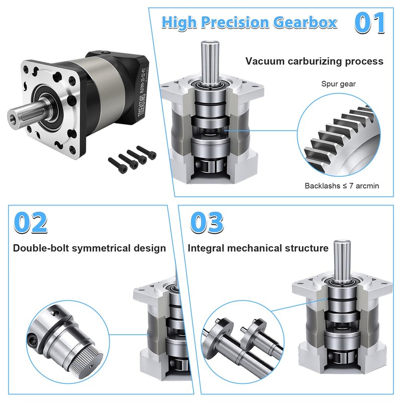 80mm Servo Planetary Gearbox Speed Reducer 10:1 Ratio for 19mm