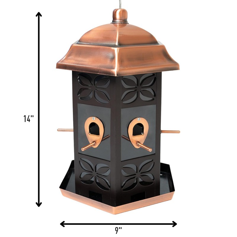 Copper Hexagon Bird Feeder