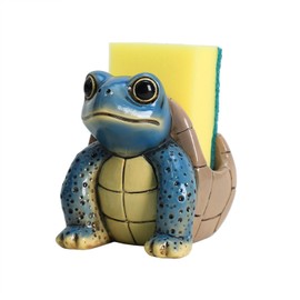Resin Sea Turtle Sponge Holder for Kitchen Sink, Compact Sink Caddy Organizer, Turtle Scouring Pad and Dish Sponge Holder