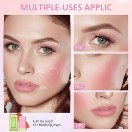 Multi-Use Makeup Blush Stick – Creamy, Tinted Solid Moisturizer for Cheeks, Eyes & Lips – Waterproof, Natural Nude Finish – Lightweight, Blendable Formula – Suitable for All Skin Types – 3# Pink, 1 Count