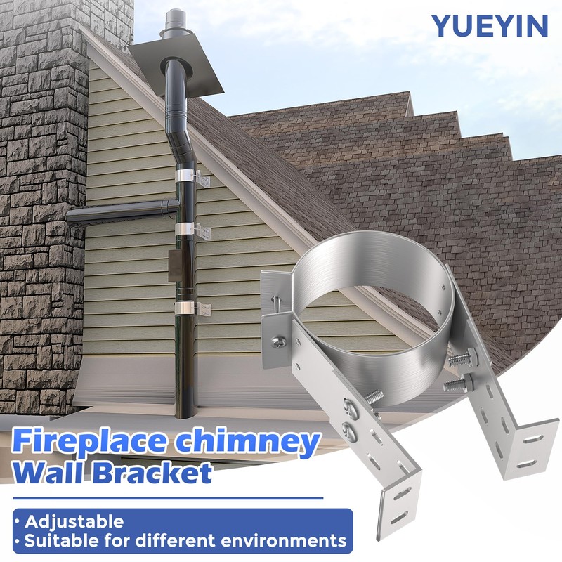 YUEYIN 3" Adjustable Fireplace Chimney Wall Bracket, Pellet Chimney Wall