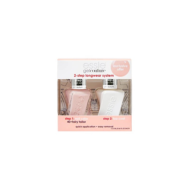 essie Gel Couture Nail Polish Top Coat Kit, Fairy Tailor