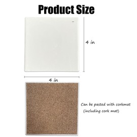 Bovnobca Sublimation Blank Square Ceramic Coasters, Glazed Ceramic Tiles with Cork Backing Pads, 24 Pack