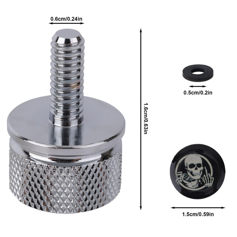 Motorcycle Rear Fender Seat Bolt, Skull Design 1/4"-20 Thread Seat