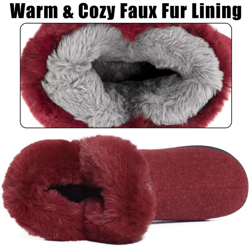GURGER Felt House Boots Women's Plush Lined High Slippers Size