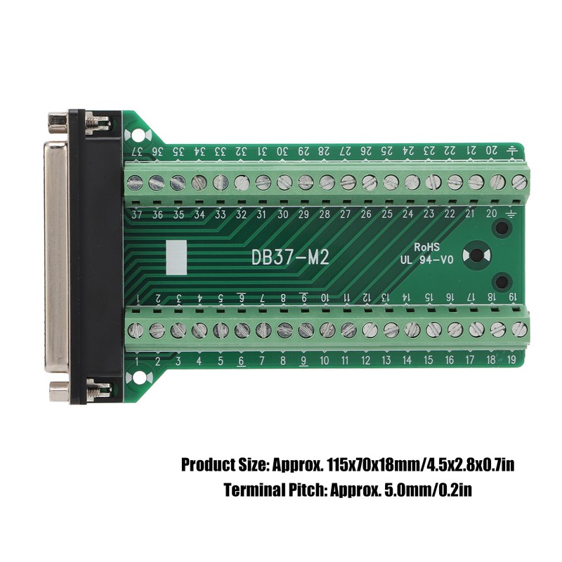 DB37 Breakout Connector Terminal Board Straight PCB Insulated Anti Interference
