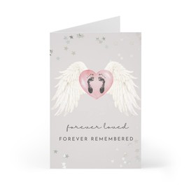 Pregnancy Loss Sympathy Card, Miscarriage Condolence Card with Angel Wings and Baby Footprints