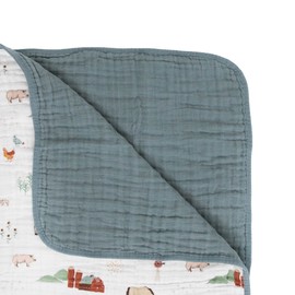 Little Unicorn – Farmyard Cotton Muslin Quilt Blanket | 100% Cotton | Super Soft | Babies and Toddlers | Large 47” x 47” | Machine Washable