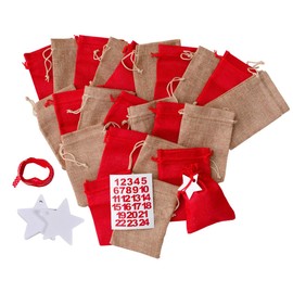 Miniblings DIY Advent Calender Set 24 Jute Bags Numbers Stars Adventskalender