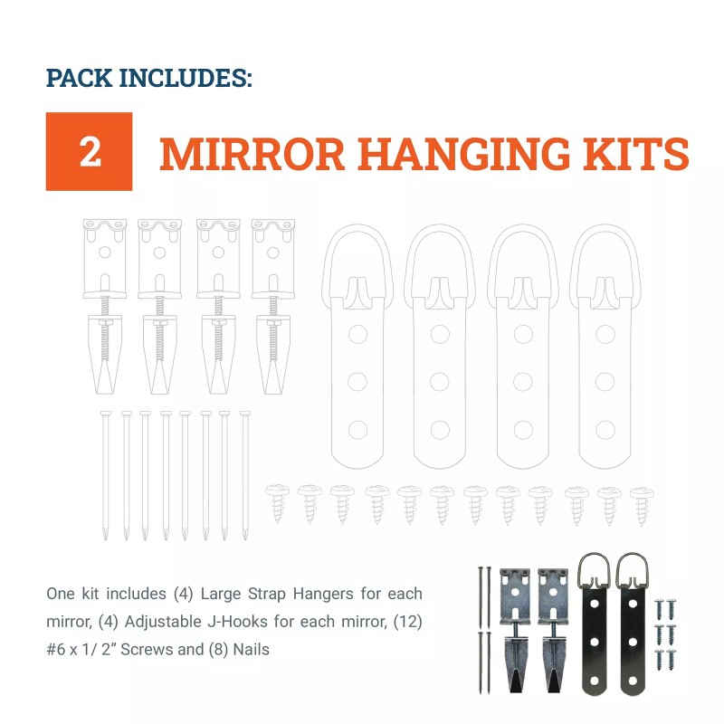 Picture Hang Solutions Mirror Hanging Kit with Hangers and Leveling