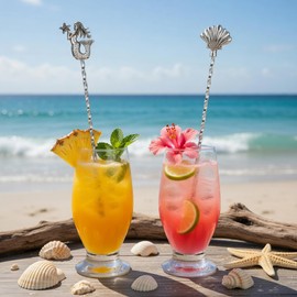 Homestia 12 Inch Bar Spoon, 2 Pcs Cocktail Spoon wIth Mermaid Shell Decor