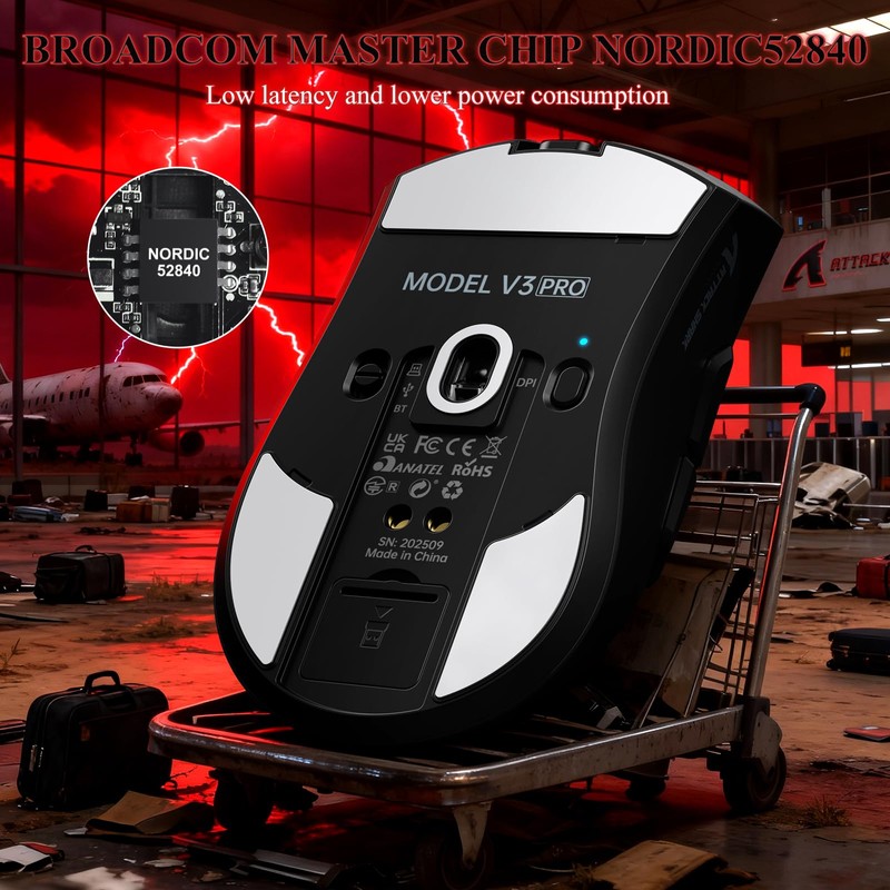 MAMBASNAKE Attack Shark V3 PRO 62g Superlight Wireless Gaming Mouse,RGB