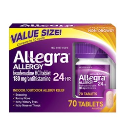 Allegra Adult 24 Hour Allergy Tablets, 180Mg, (70 Tablets) JaQle