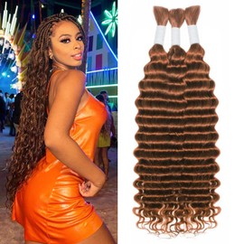 Deep Wave Bulk Braiding Hair Bundles - 25% Human Hair Mixed Hair Bundles For Human Braiding Hair No Weft 240g (1 Pack—3 Bundles) Boho Braids Wet and Wavy Synthetic Hair Extensions(20 Inch, 30#)