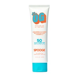 SPOOGE The OG Mineral All-Screen SPF 50 Face + Body, Dermatologist Developed, Broad Spectrum, Sheer Sunscreen - Non-Greasy No Chalky Mess & Reef Safe, All-Weather Care with Aloe + Vitamins C+E - 5 Oz