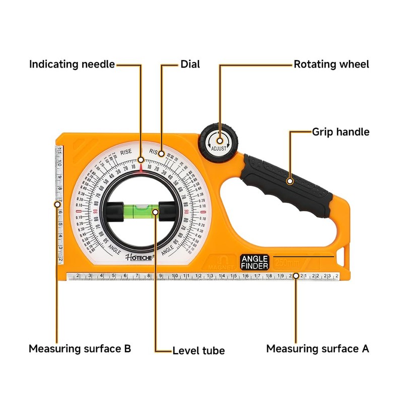 Hoteche Digital Inclinometer with Magnet | ±1° Precision | -130°