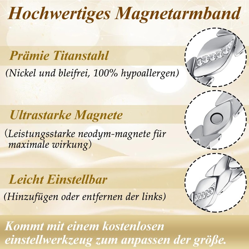 Cigmag Lymphatic Drainage Magnetic Bracelet Women Ultra Strong Magnets Titanium