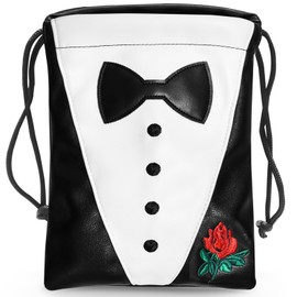 FINGER TEN Golf Tee Pouch with Drawstring Closure, Leather Golf Valuables Pouch, Golf Ball Tee Handbag Portable Golf Accessories for Men Women (Bow&Rose)