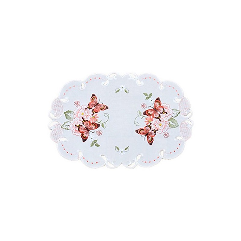 Tablecloth 30 x 45 cm Oval Champagne Butterflies Red Colourful