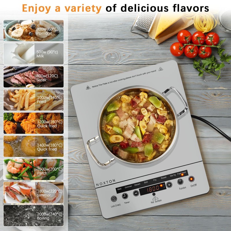 Noxton Portable Electric Stove 110V, 1800W Single Burner Electric Cooktop,