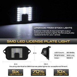 VIPMOTOZ Full LED License Plate Light Tag Lamp Housing Assembly Replacement For 2005-2009 Ford Mustang - 6000K Diamond White, 1-Piece