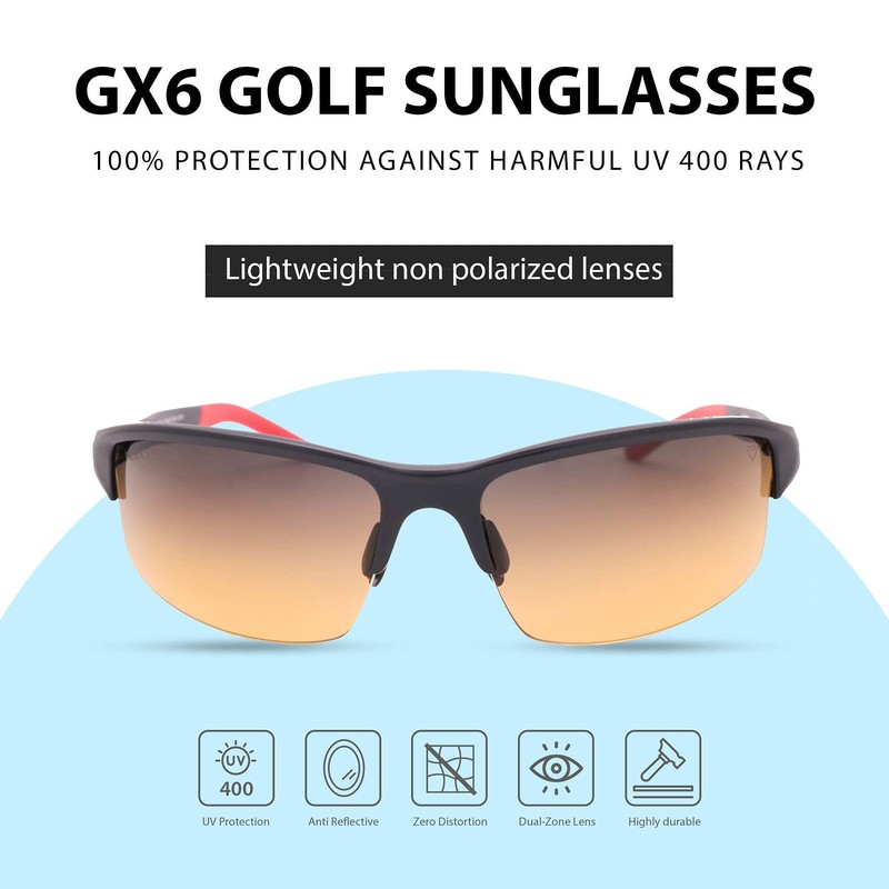 PeakVision GX6 Black-Red Non-Polarized Golf Sunglasses for Men & Women