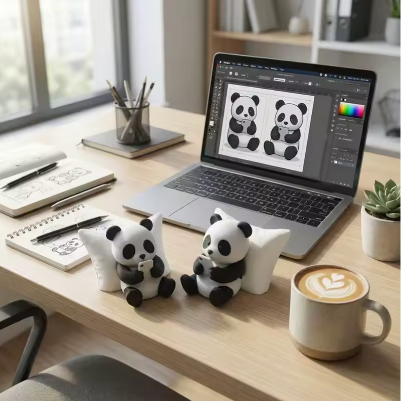 Cute Panda Car Dashboard Ornament & Desktop Office Decor Figurine