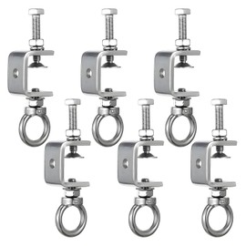 6 Pcs 1" 25mm C-Clamps, Stainless Steel Beam Clamp with M8 Stainless Steel Screw Ring, I-Beam Design U-clamps Universal Desk Clamp for Metal Mounting Welding Building Household
