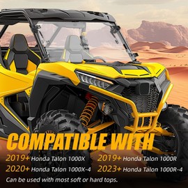 KUAFU Flip 2-IN-1 Front Windshield Compatible with Honda Talon 2019+ 1000X / 1000R, 2020+ 1000X-4, 2023+ 1000R-4 Front Windscreen Clear