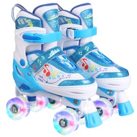 Hikole Roller Skates for Girls and Boys,4 Size Adjustable Kids Roller Skates with 8 Light Up Wheels,Toddler Skates for Outdoor & Indoor