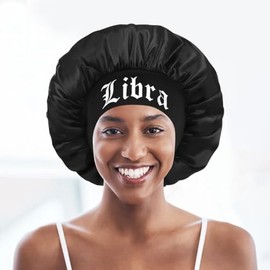 Constellation Print Satin Sleep Bonnet, Soft Comfortable Sleeping Bonnet, Make Up Washing Face Daily Use,Shower Cap for Women (Libra(9.23-10.22))