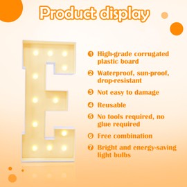 GGPL 4ft Marquee for Letters E, Large Light up Letters 4ft, Multifunctional Large Marquee for Letters 4 Feet Tall for Party Decorations, Letter Balloons, Wedding Decor, Proposal Decorations (Letters E)