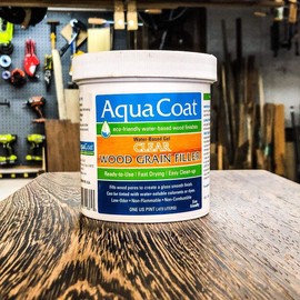 Aqua Coat, Best Wood Grain Filler. Clear Gel, Water based, Low Odor, Fast Drying, Non Toxic, Environmentally Safe. Pint.