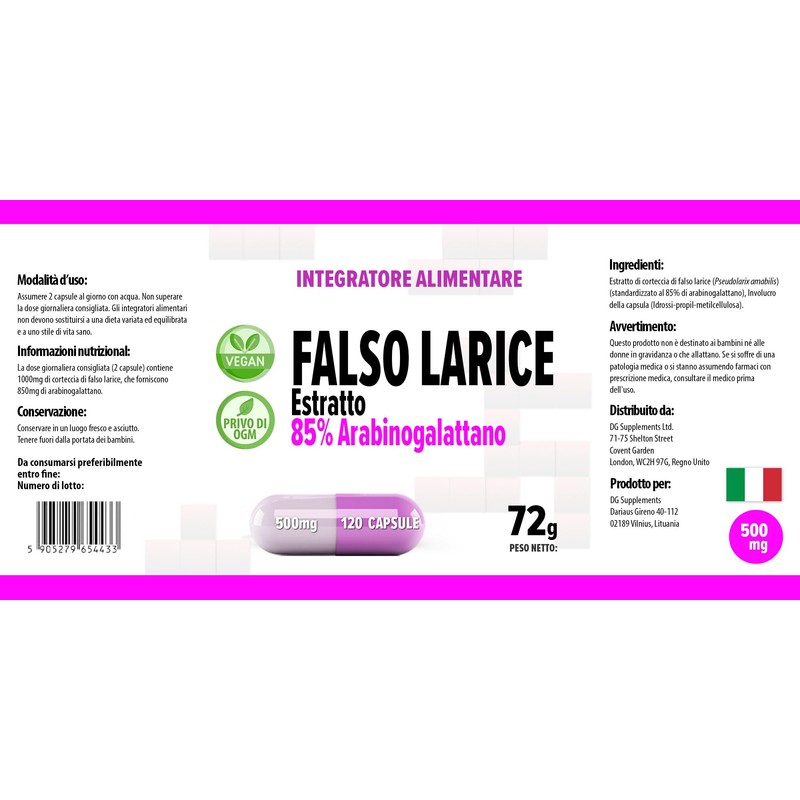 Hepatica Arabinogalactan (Larch Tree Extract) 500 mg 120 Vegan Capsules,