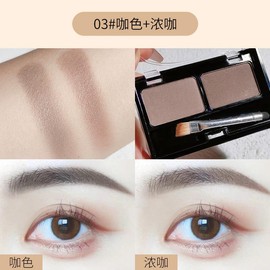 Double-Headed Eyebrow Powder Long-Lasting Fadeless Eyebrow Shading Powder Natural 3-Color Eye Shadow Special Makeup Beauty Domestic Goods - Color: 03# Coffee Color + Thick Coffee