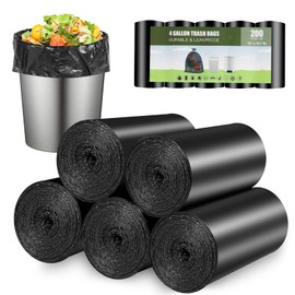 Cilamo Small Trash Bags 200 Counts - 4 Gallon Trash Bag, Small Garbage Bags for Bathroom, Office and Bedroom, Black 4 Gal Small Trash Can Liners
