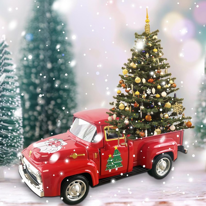 Adorno Coche Antiguo Decorado para Navidad, Decoraciones Navideñas Casa