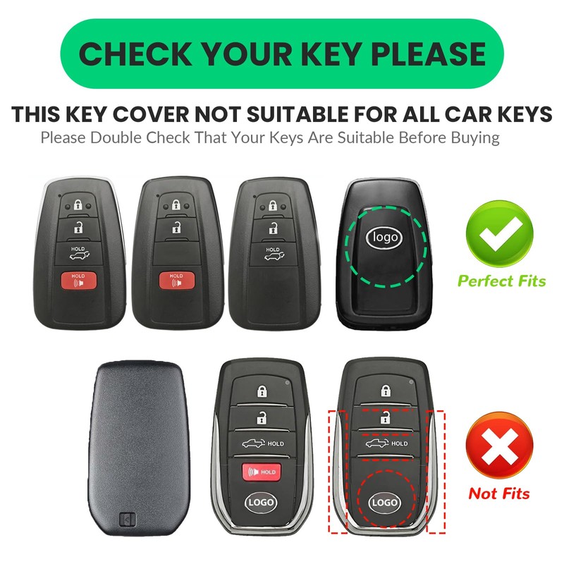 Aoocar 3 Button Genuine Leather Key Fob Cover, for Toyota
