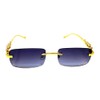 Dweebzilla Metal Jaguar Slim Rimless Luxury Rectangular Sunglasses (Gold Metallic