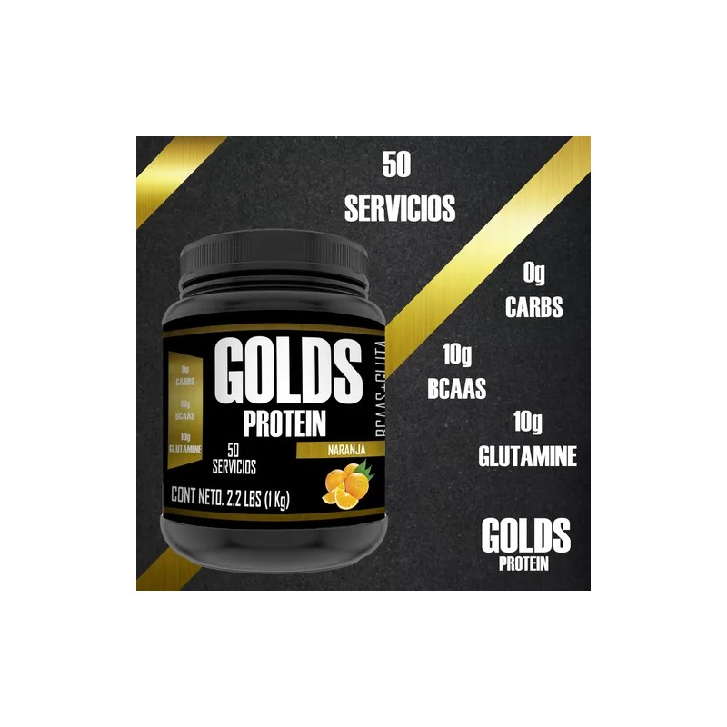 Aminoácidos Bcaas Glutamina Golds Protein 1kg Polvo 50serv