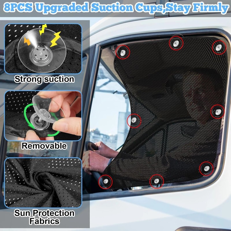 2Pcs For Semi-Truck Car Side Window Sun Shade Cover Shield