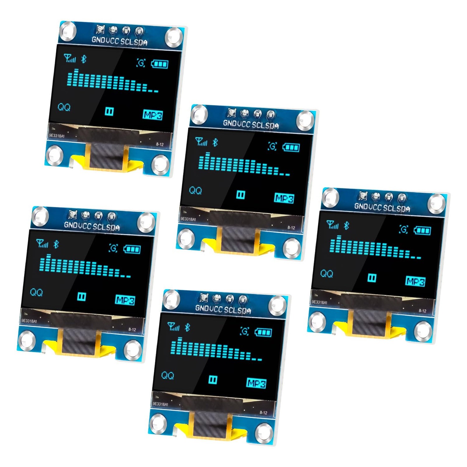 APKLVSR 5 x 0.96 Inch OLED Display Module 128 x 64 Pixel I2C Display ...