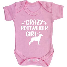 Hippowarehouse Crazy rottweiler girl - dog baby vest bodysuit (short sleeve) boys girls