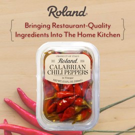 Roland Foods Calabrian Chili Peppers in Vinegar, Specialty Imported Food, 17.5 Ounce, Pack of 1